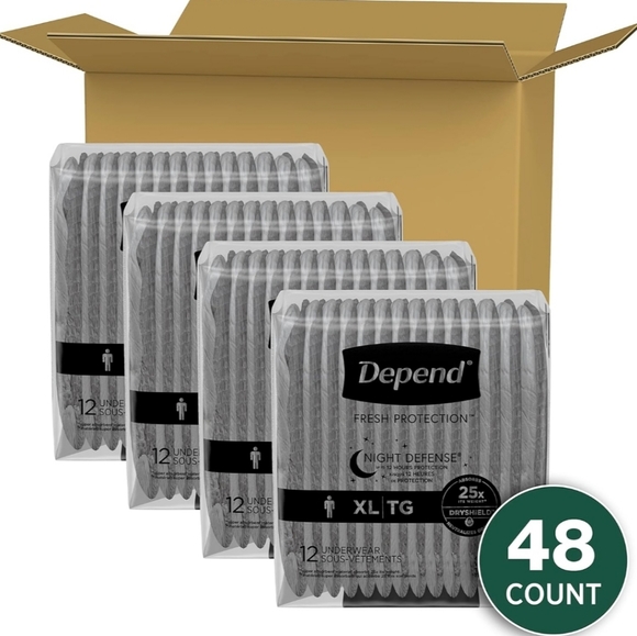 Depend Night Defense Adult Incontinence Underwear for Men, Disposable, XL, 48 - Picture 2 of 9